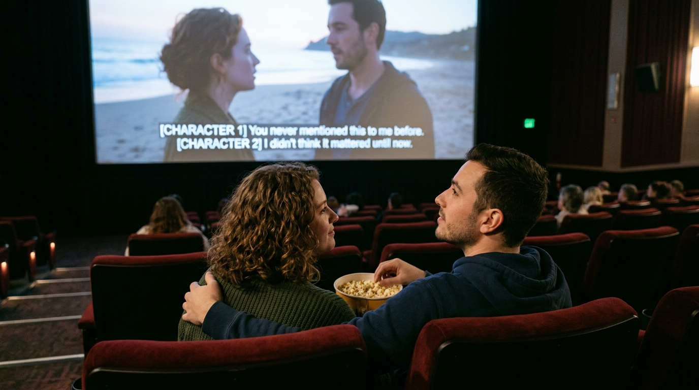 movie theater with closed caption