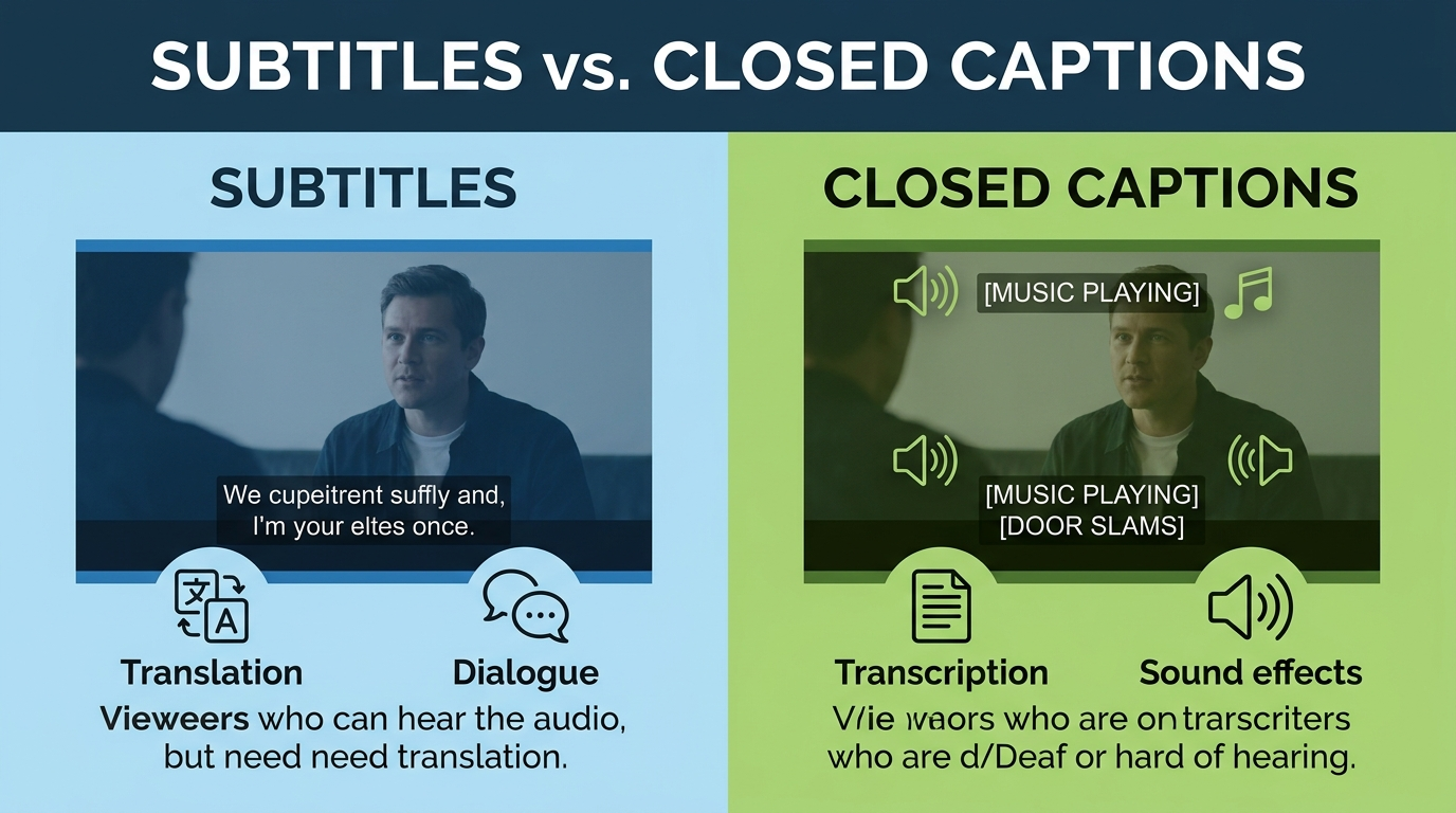 Difference Between Subtitles and Closed Captions