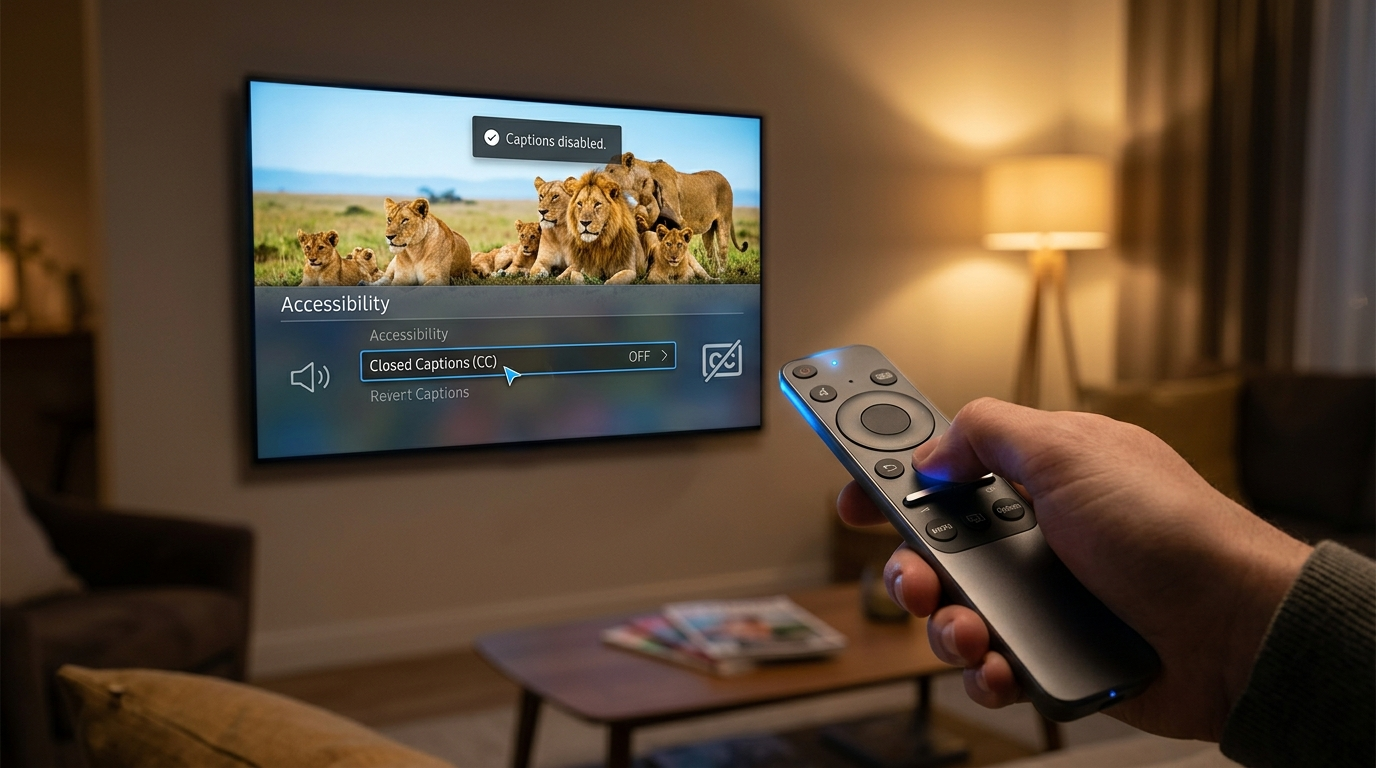 how to take captions off tv